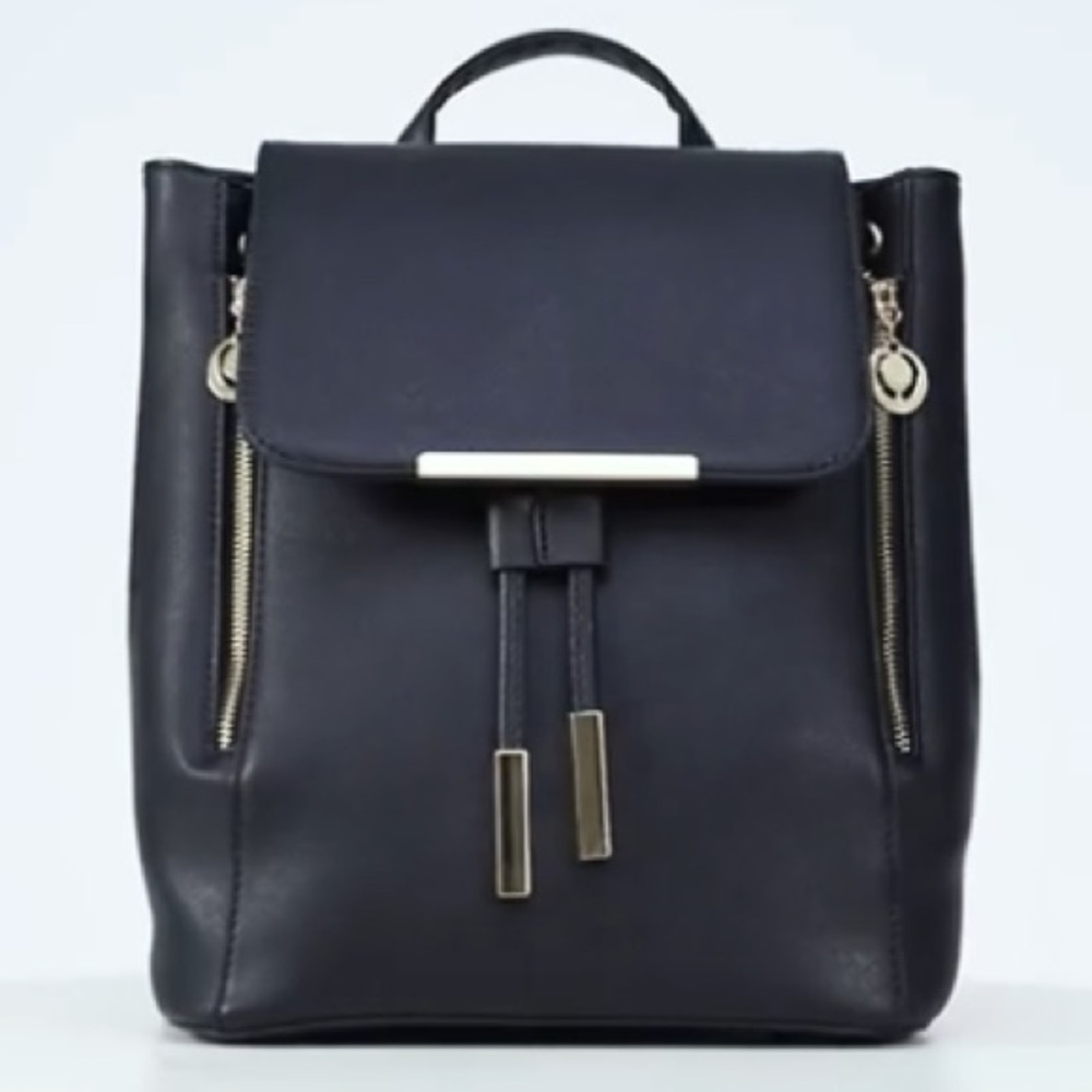 NWOT Faux Black Leather Backpack